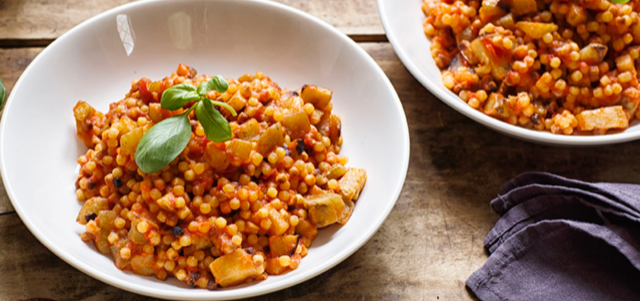 Fregola Sarda à la Tomate et aux Aubergines